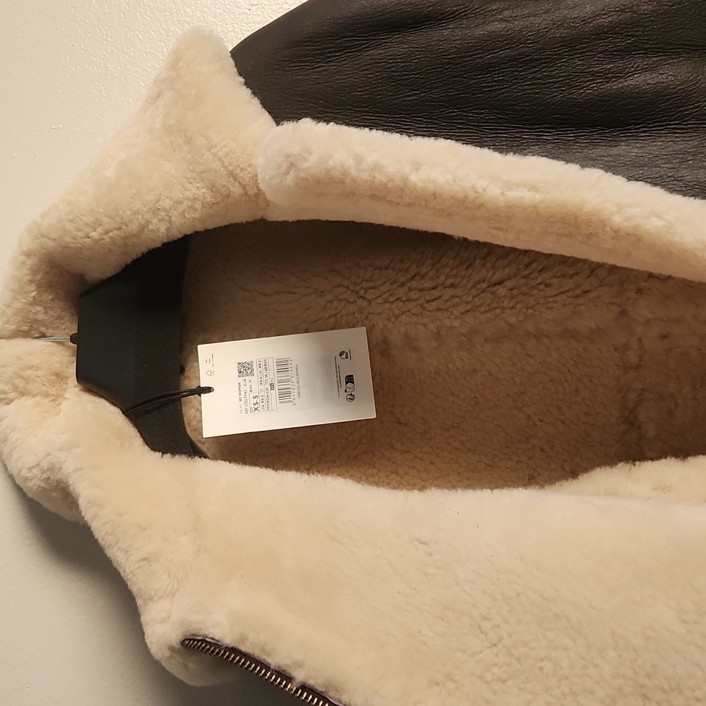 Mango Beyon Shearling-Lined Coat Leather Jacket - image 7